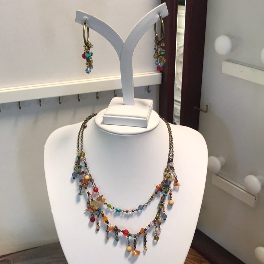 Multi colored necklace with matching earrings